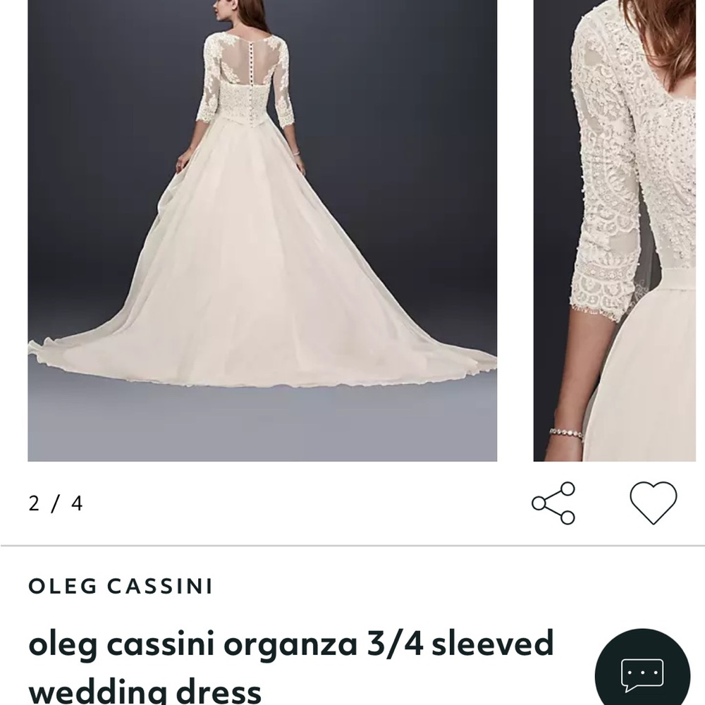 Ivory Oleg Cassini size 16W wedding dress never altered! - Picture 2 of 12